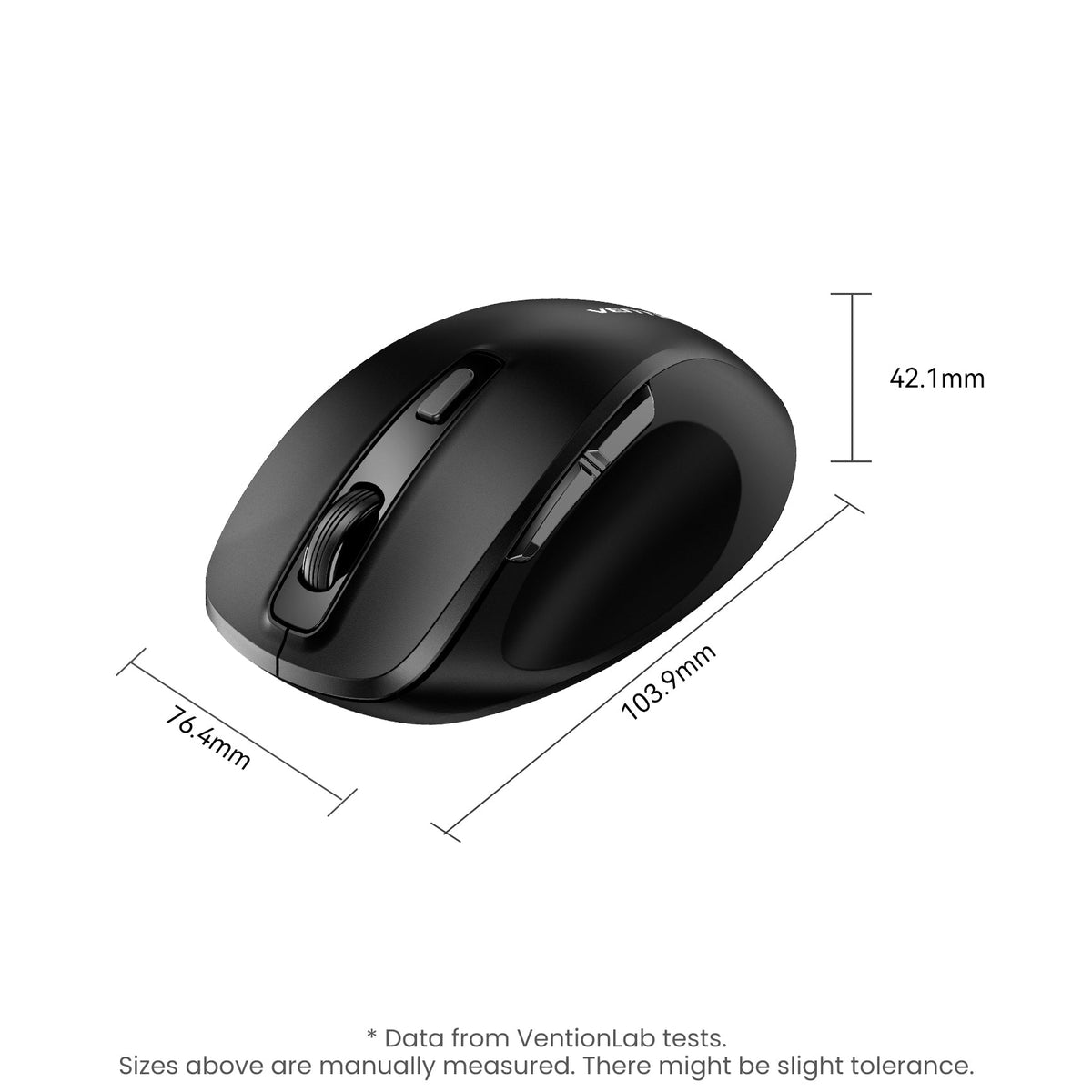 Vention 6-Button 2.4GHz + Bluetooth 5.1 Wireless Ergonomic Mouse Black Silent Type