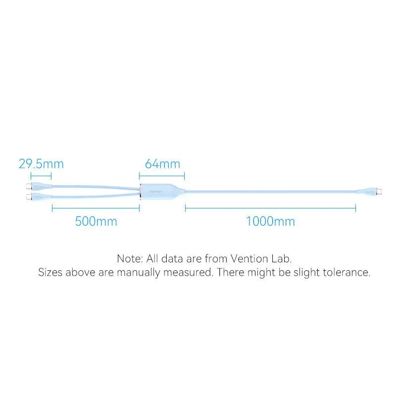 Vention USB 2.0 Type-C Male to 2 Type-C Male 5A Cable Silicone Type