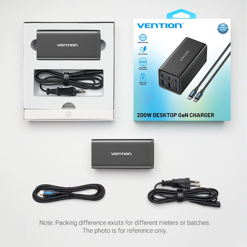 Vention 6-Port USB (C+C+C+C +A+A) Desktop GaN Charger (140W/140W/45W/20W/18W/18W) Plug