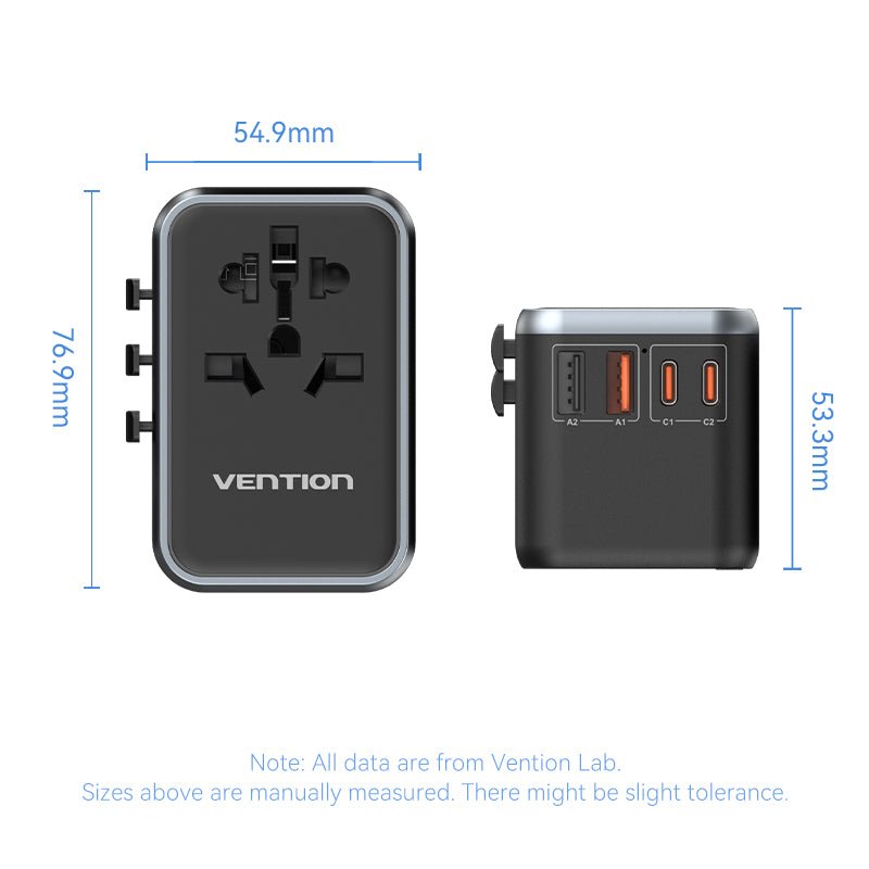 Vention 4-Port USB (C+C+A+A) GaN Universal Travel Adapter (65W/65W/60W/5W)