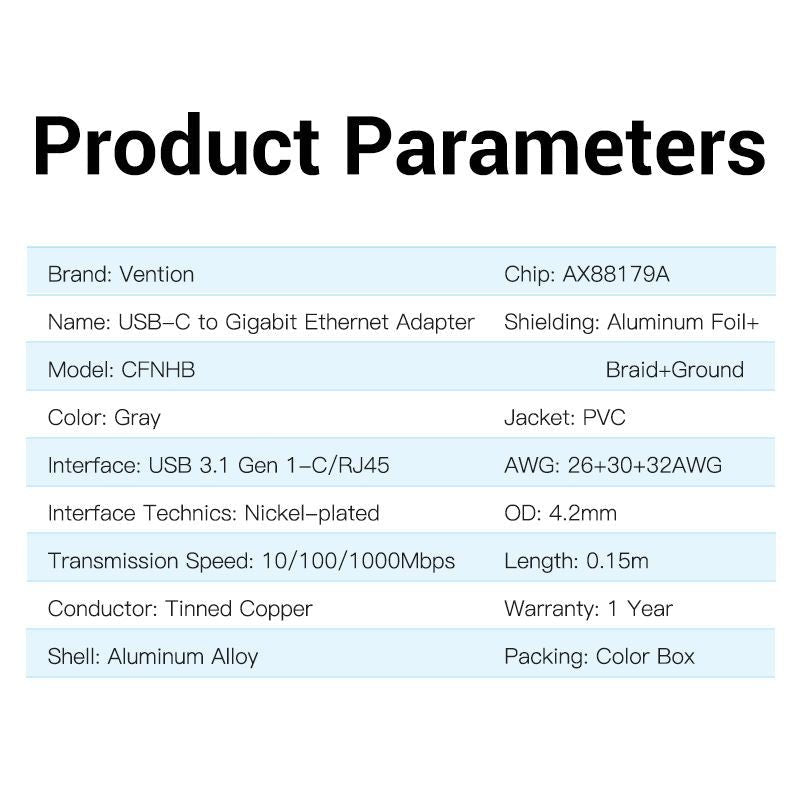 Vention USB-C to Gigabit Ethernet Adapter