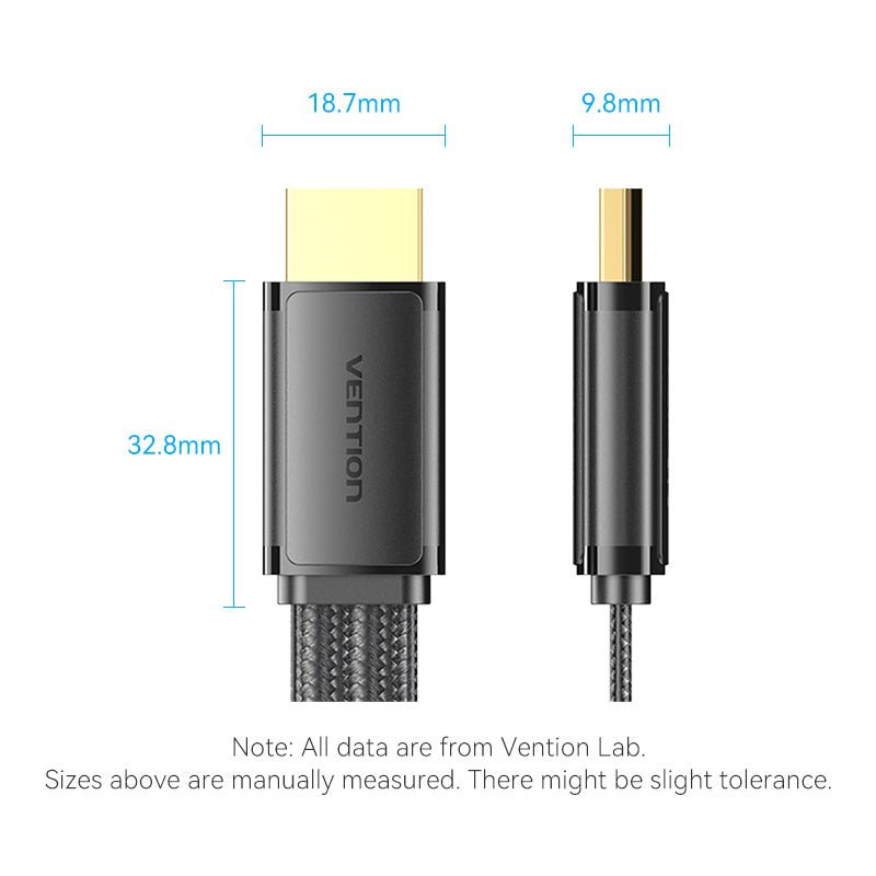 Vention Flat Nylon Braided HDMI™-A Male to Male 8K HD Cable 2M Black