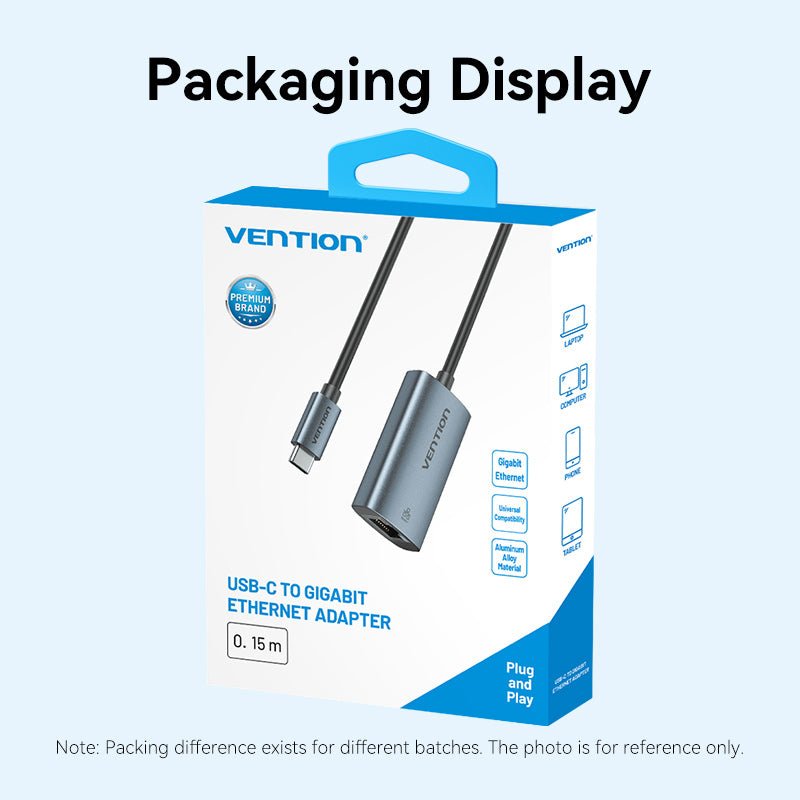 Vention USB-C to Gigabit Ethernet Adapter 0.15M Gray Aluminum Alloy Type