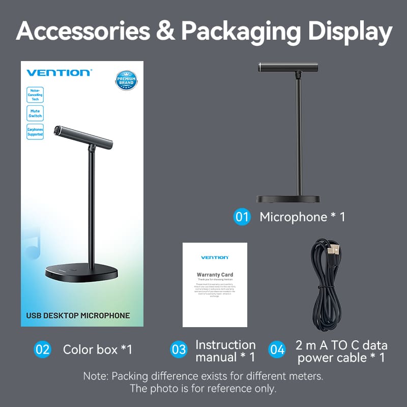 Vention USB Desktop Microphone with Mute Button Black