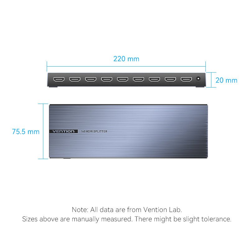 Vention 4K 1x8 HDMI™ Splitter Black Aluminum Alloy Type EU Standard