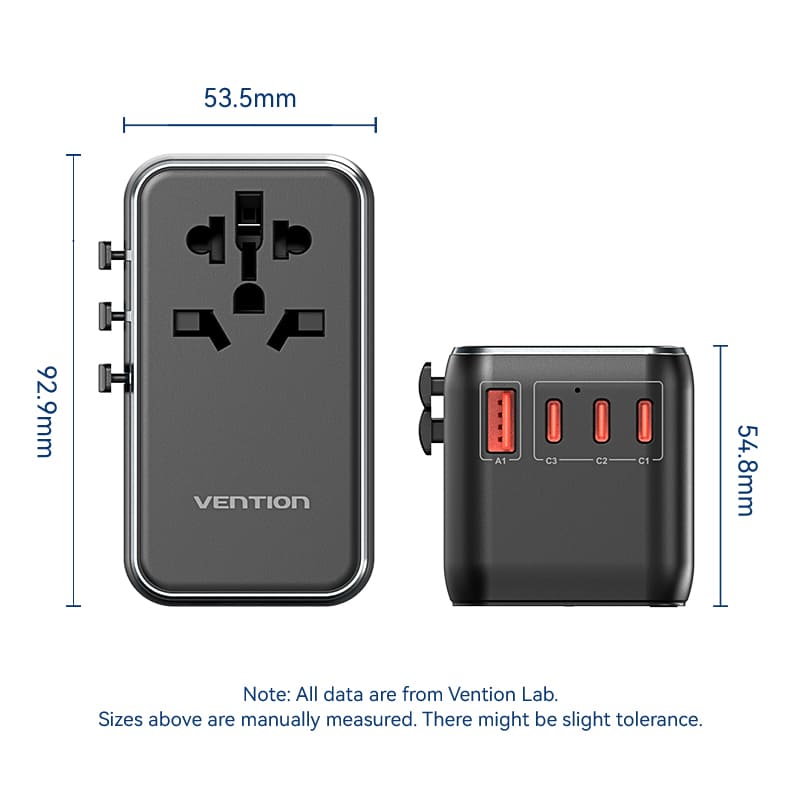 Vention 4-Port USB (C+C+A+A) GaN Universal Travel Adapter (100W/100W/20W/18W)