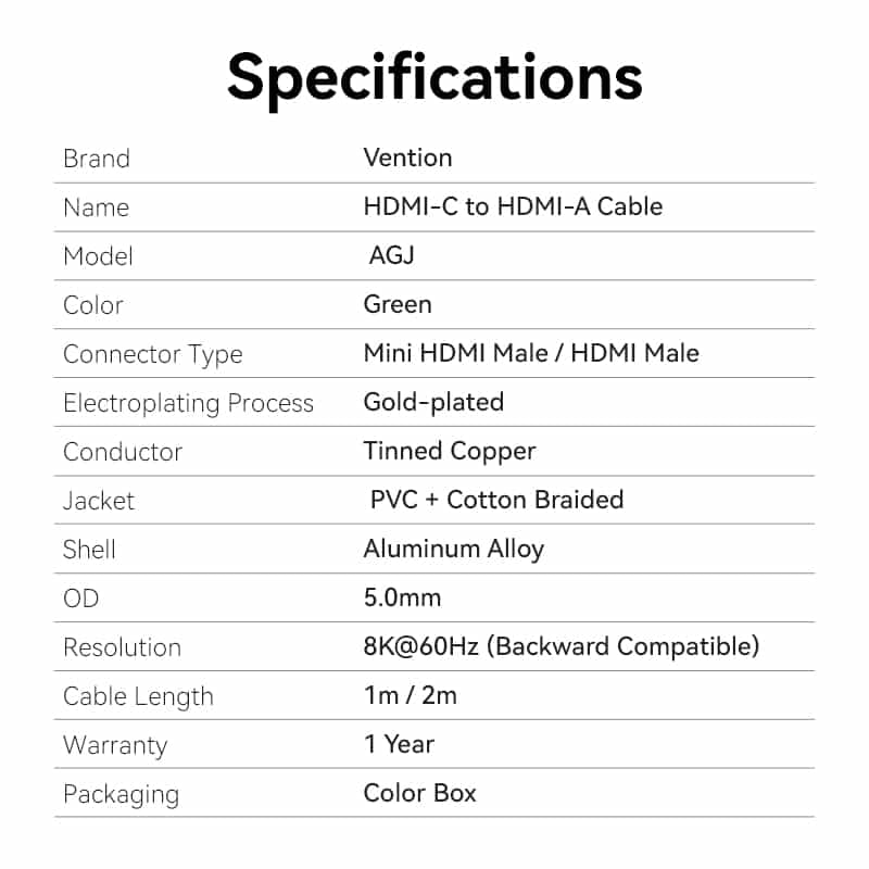 Vention HDMI™-C to HDMI™-A Cable