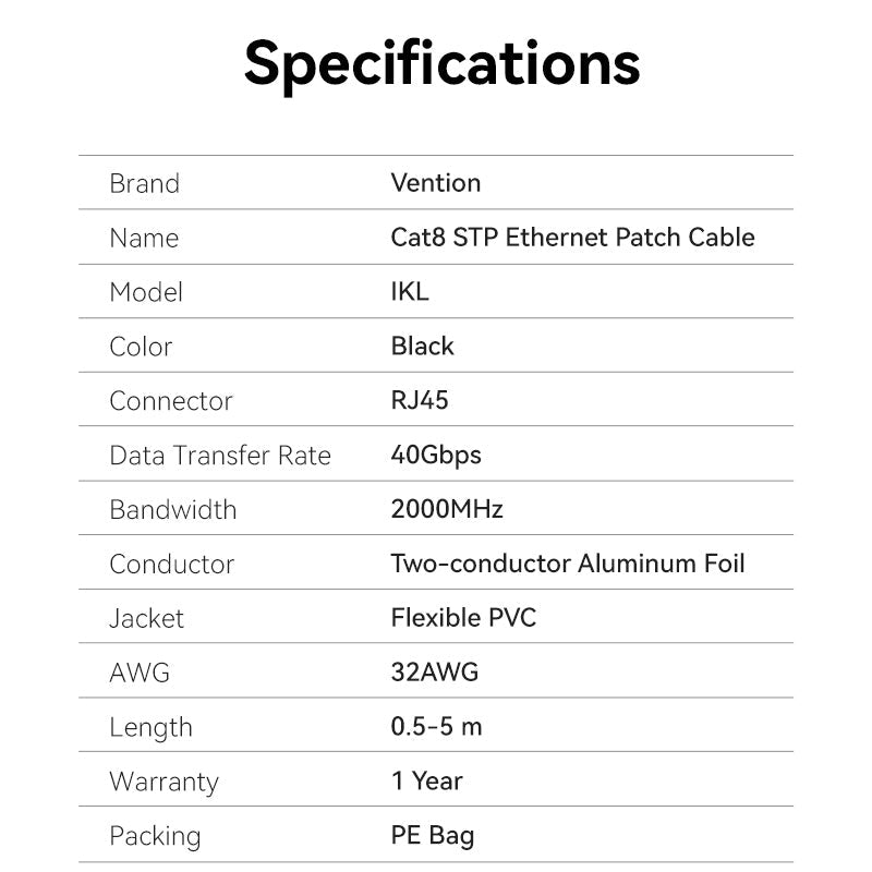 Vention Cat8 STP Ethernet Patch Cable