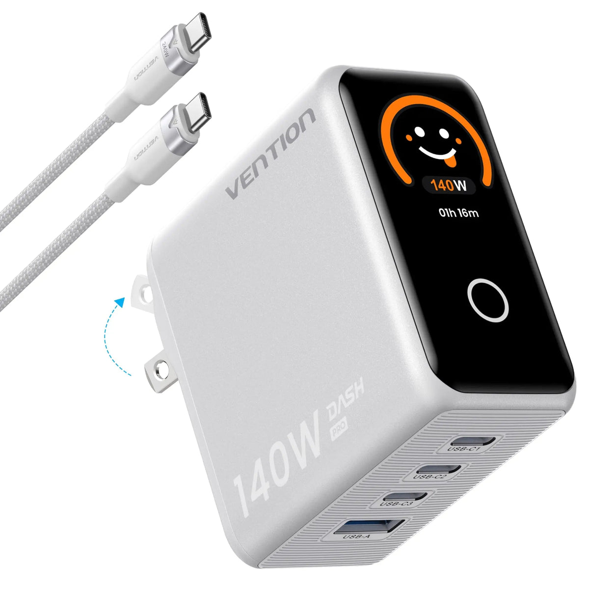 DASH PRO 140W 4-Port GaN5.0 Charger with Smart Display