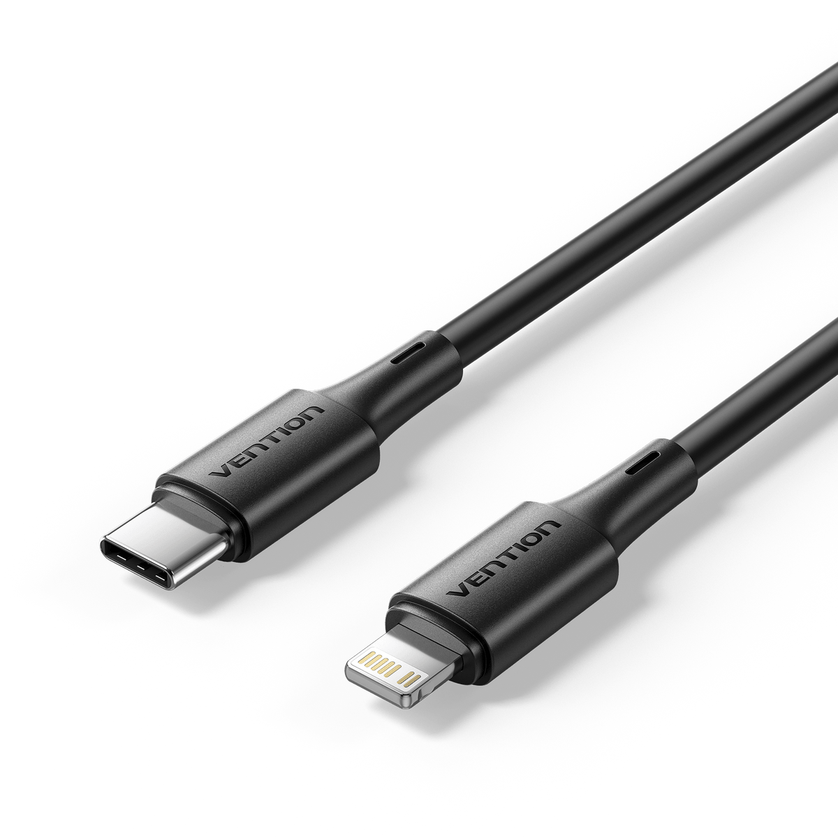 Vention USB 2.0 Type-C Male to Lightning Male 3A Cable Black PVC Type