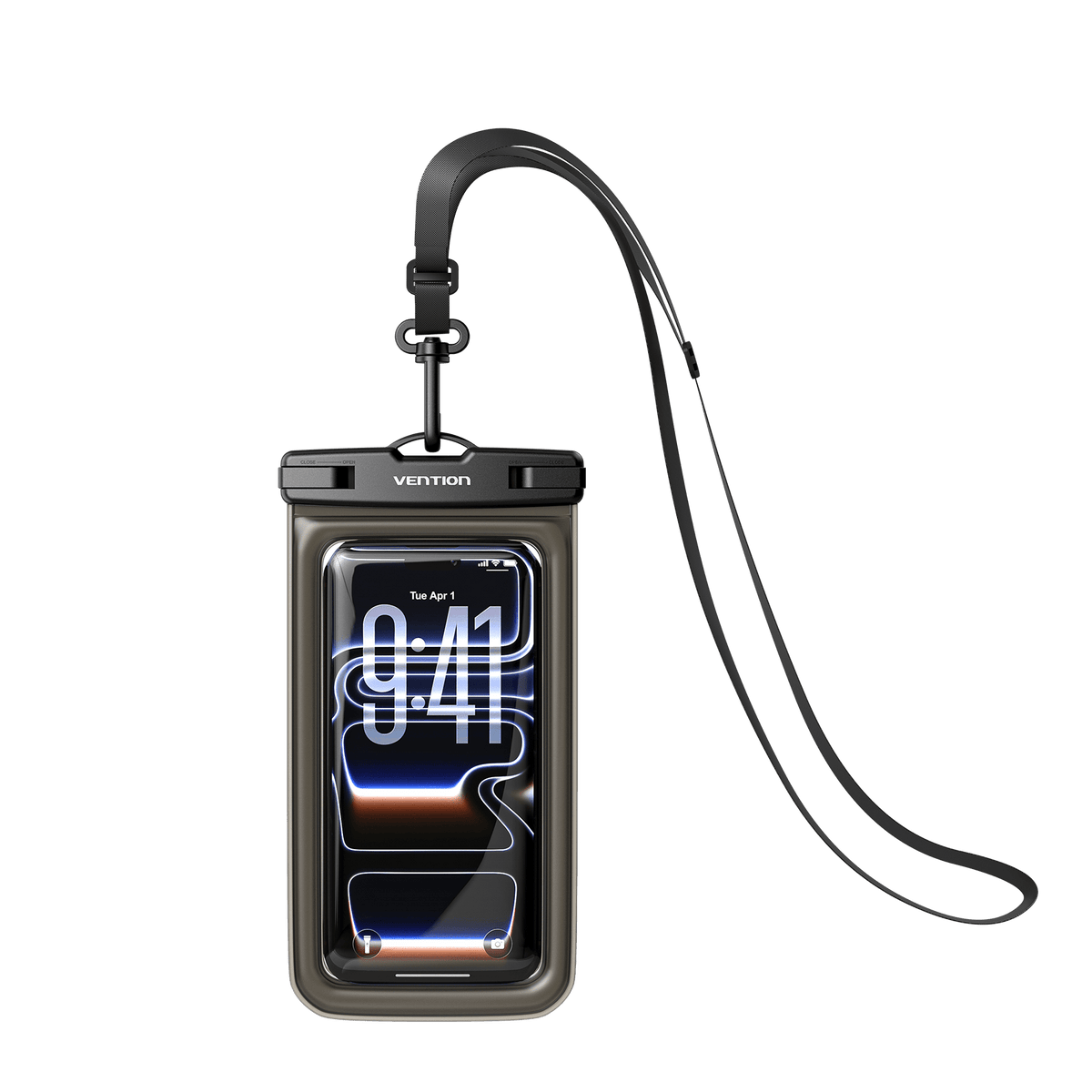 Vention 7.2-Inch Shockproof Black-Edged Waterproof Phone Pouch with Lock Seal Black