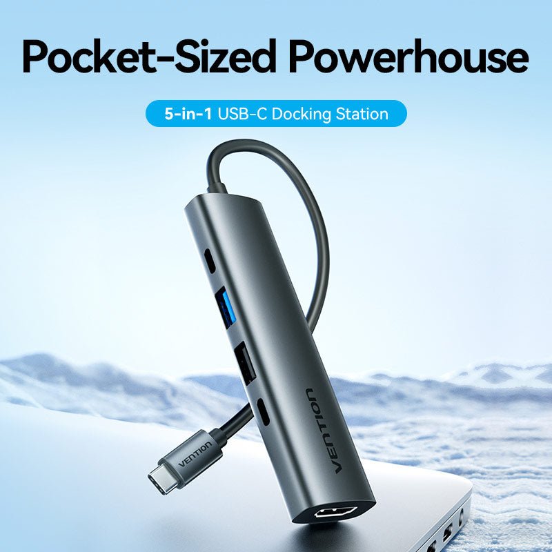 Vention USB-C to HDMI™ + USB 3.0 + USB 2.0 + USB 2.0 Type-C + PD Docking Station
