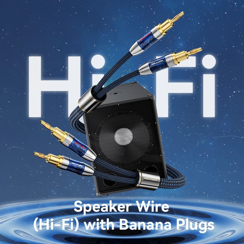 Vention Speaker Wire (Hi-Fi) with Dual Banana Plugs
