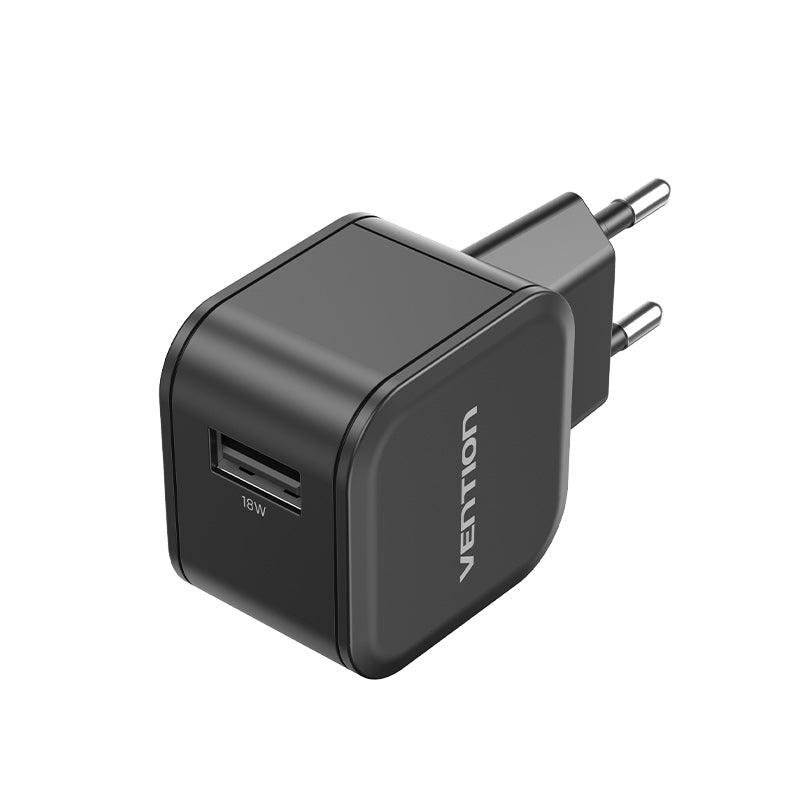 Vention 1-Port USB Wall Charger (18W) EU-Plug Black