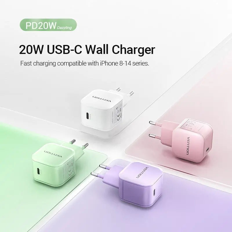 Vention 1-Port USB-C Wall Charger 20W EU-Plug