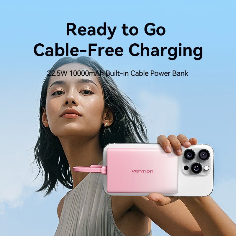 Vention 10000mAh Power Bank (USB-C + Lightning + USB-A) 22.5W LED Display Type