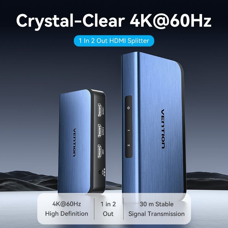 Vention 1 In 2 Out HDMI™ Splitter Blue Aluminum Alloy Type EU Standard