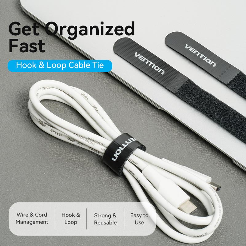Vention Hook & Loop Cable Tie 120mm x 12mm Black