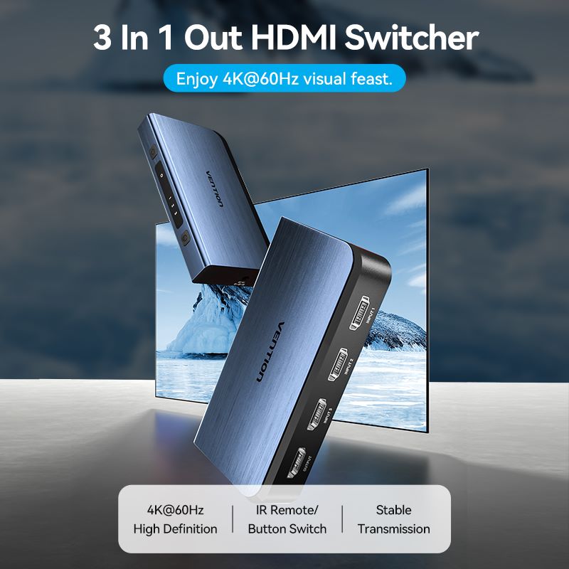 Vention 3 In 1 Out HDMI™ Switcher Blue Aluminum Alloy Type