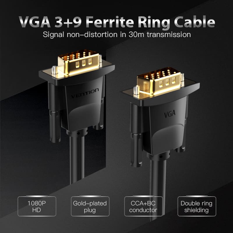 Vention VGA(3+9) Male to Male Cable 8M Black