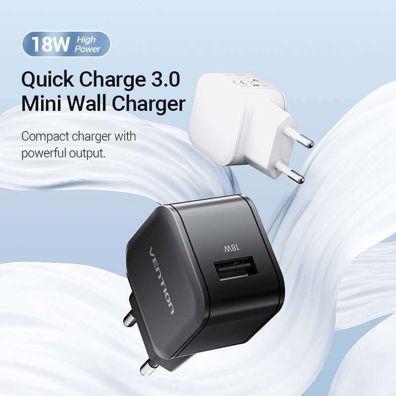 Vention 1-Port USB Wall Charger (18W) EU-Plug Black