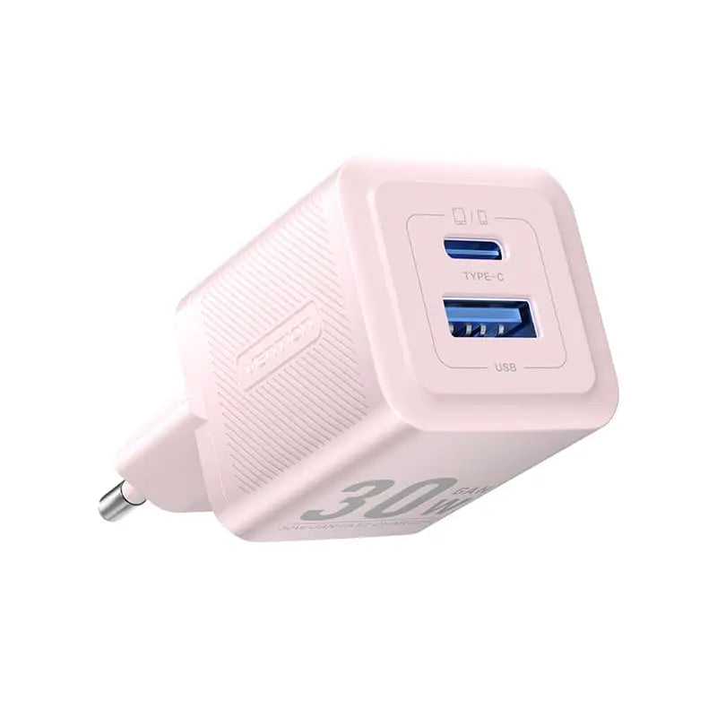 Vention 2-Port USB (C+A) GaN Charger (30W/30W) EU-Plug