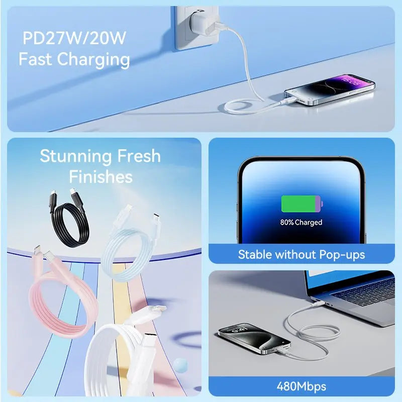 Vention USB 2.0 Type-C Male to Lightning Male 3A Cable PVC Type