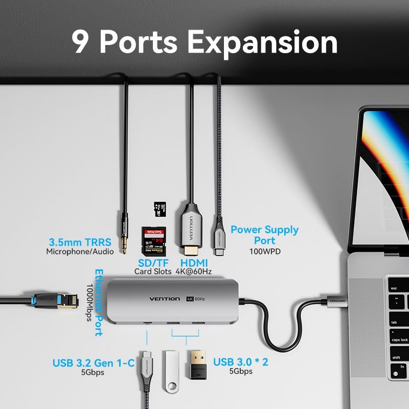 Vention 9-in-1 USB-C Docking Station