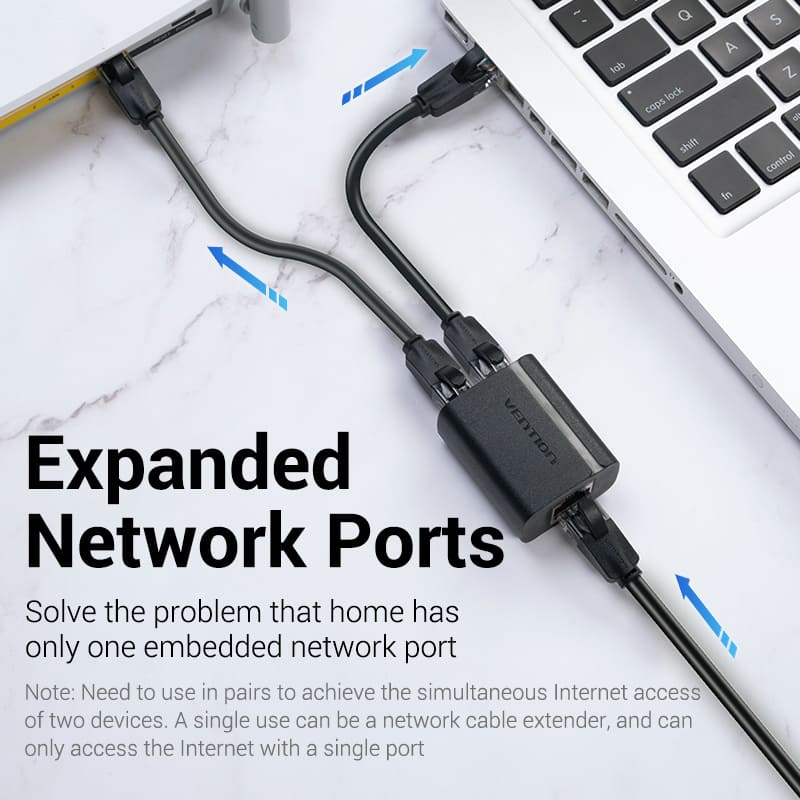 Vention RJ45 Splitter Adapter Black PVC Type