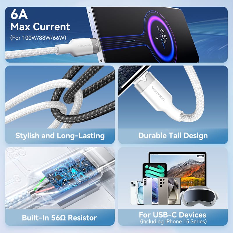 Vention USB 2.0 A Male to C Male 6A Cable Aluminum Alloy Type