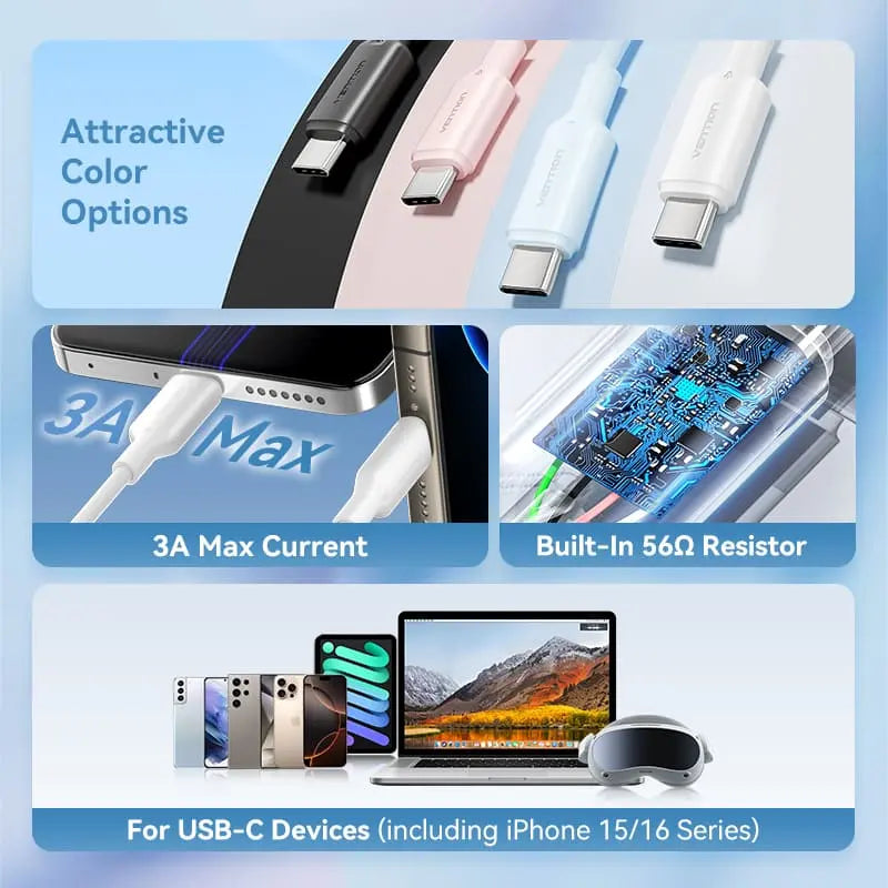 Vention USB 2.0 A Male to C Male 3A Cable PVC Type