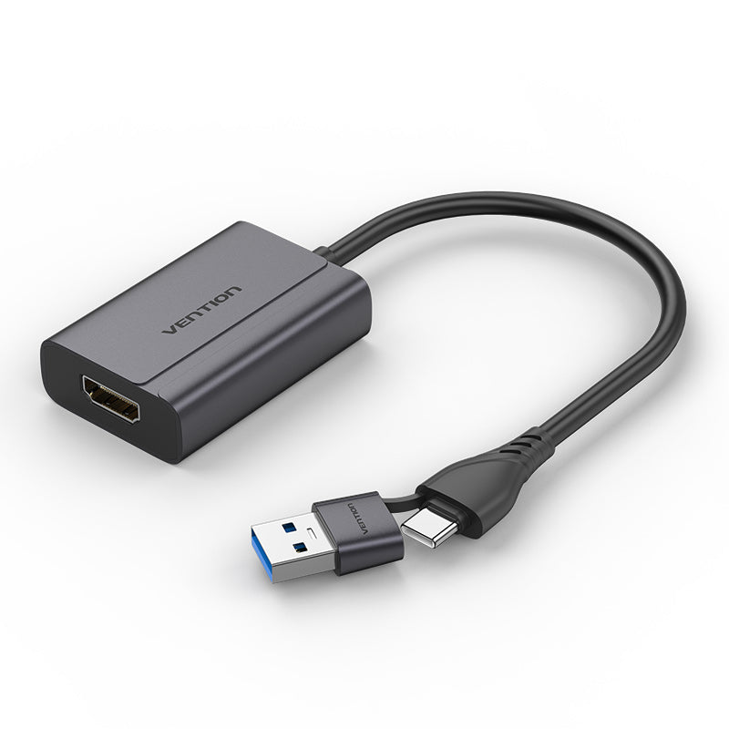 Vention USB-C + USB-A to HDMI™ Adapter 0.15M Gray Aluminium Alloy Type
