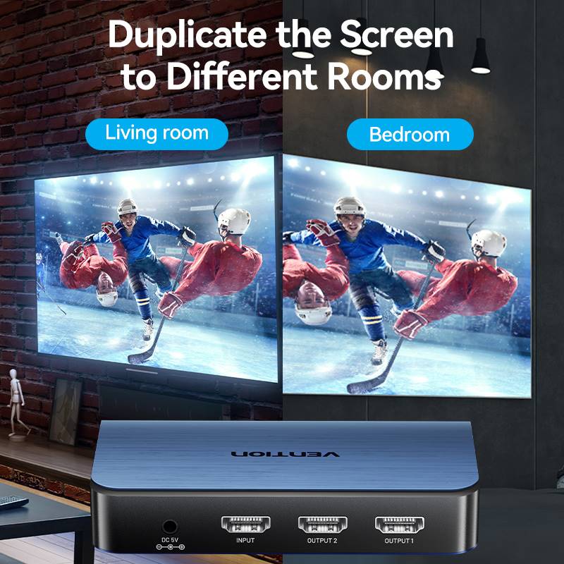 Vention 1 In 2 Out HDMI™ Splitter Blue Aluminum Alloy Type EU Standard