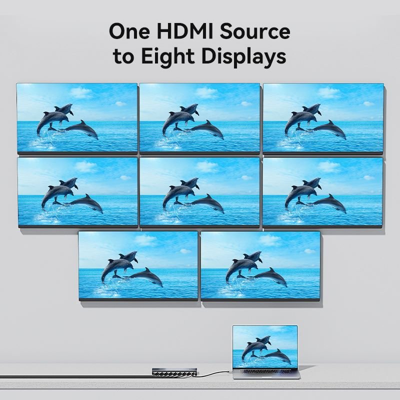 Vention 4K 1x8 HDMI™ Splitter Black Aluminum Alloy Type EU Standard