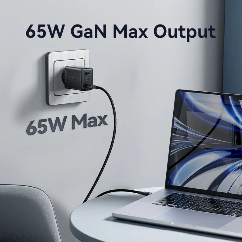 Vention 3-Port USB (C+C+A) GaN Charger (65W/65W/60W) EU-Plug
