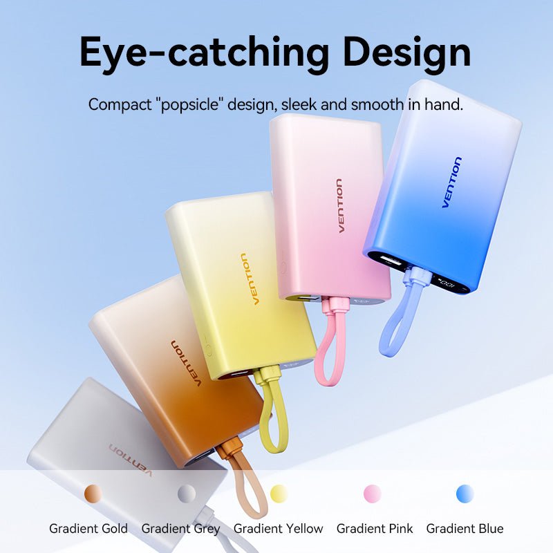 Vention 10000mAh Power Bank (USB-C + Lightning + USB-A) 22.5W LED Display Type