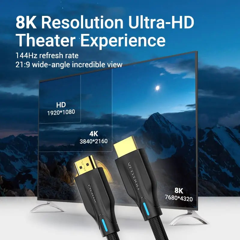 Vention Cotton Braided 8K HDMI™ Cable Black