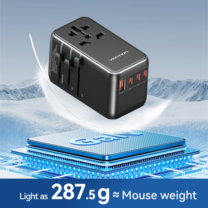 Vention 4-Port USB (C+C+A+A) GaN Universal Travel Adapter (100W/100W/20W/18W)