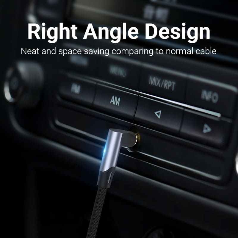 3.5MM Right Angle Male to Male Flat Aux Cable