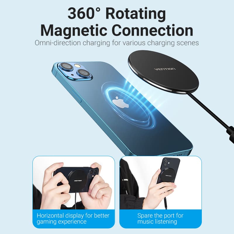 Vention Magnetic Wireless Charger 15W Ultra-thin Mirrored Surface Type 0.05M