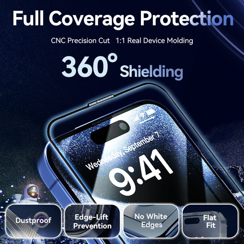 Vention HD Tempered Glass Screen Protector for iPhone 15 with Dust-Free Installation Tool