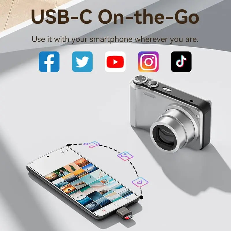 Vention USB 2.0 Type-C MicroSD Card Reader Gray Zinc Alloy Type