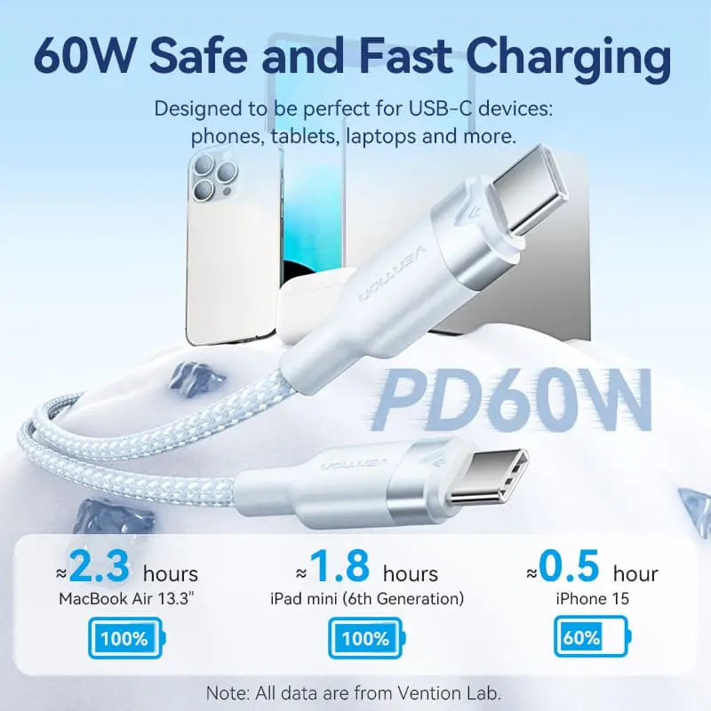 Vention USB 2.0 Type-C Male to Type-C Male 3A Cable Aluminum Alloy Type