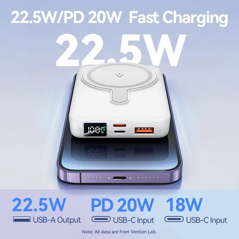 Vention 10000mAh Magnetic Wireless Power Bank 22.5W