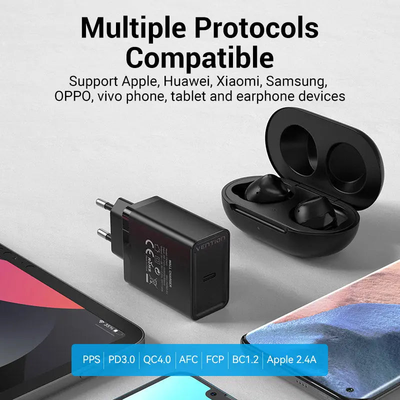 Vention 1-Port USB-C Wall Charger 20W EU-Plug