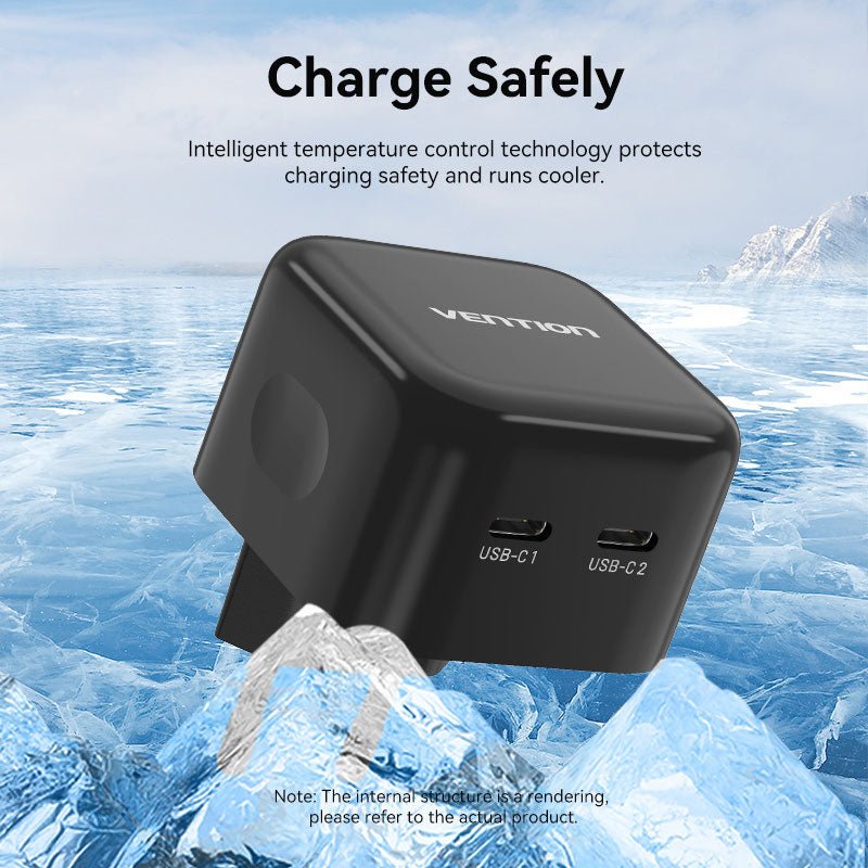 Vention 2-Port USB(C+C) GaN Charger (35W/35W) EU-Plug