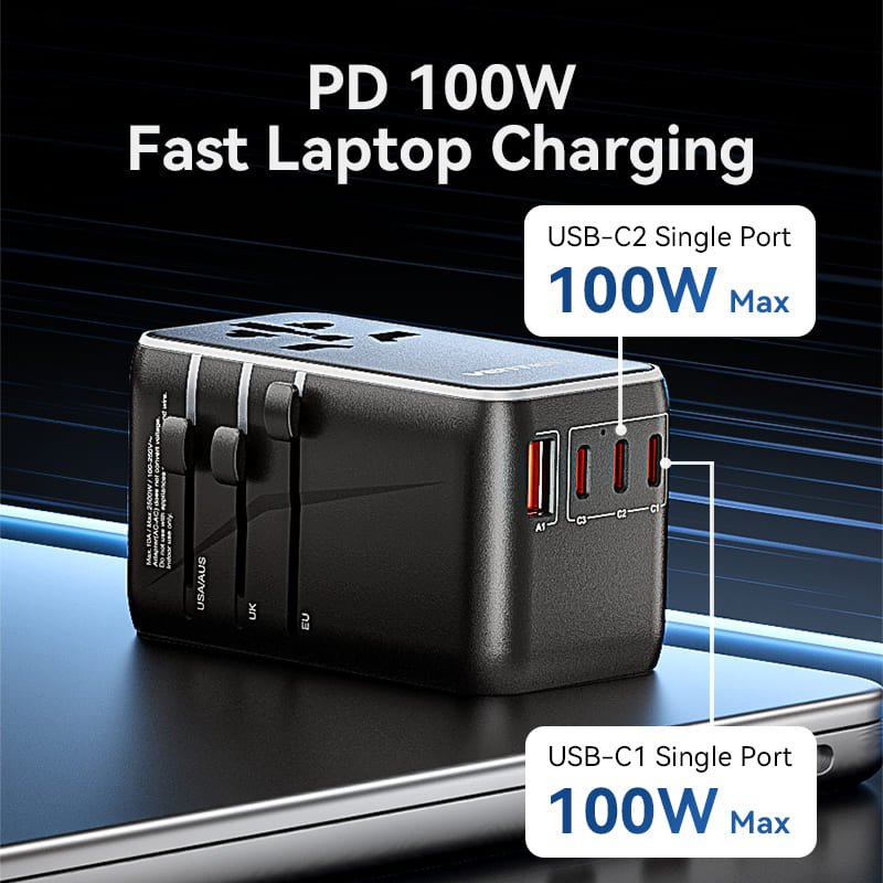 Vention 4-Port USB (C+C+A+A) GaN Universal Travel Adapter (100W/100W/20W/18W)