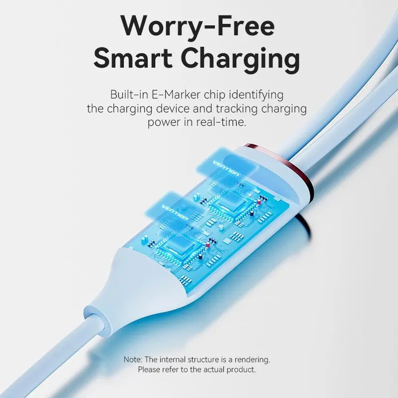 Vention USB 2.0 Type-C Male to 2 Type-C Male 5A Cable Silicone Type