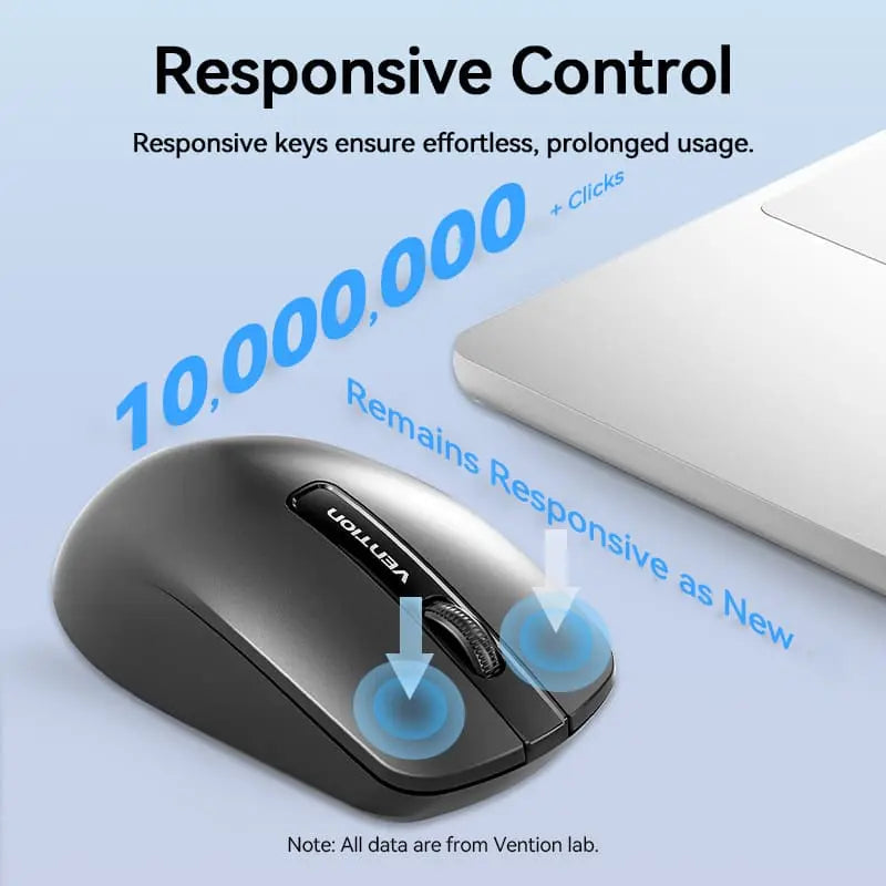 Vention 3-Button Wireless Computer Mouse with USB Receiver Black