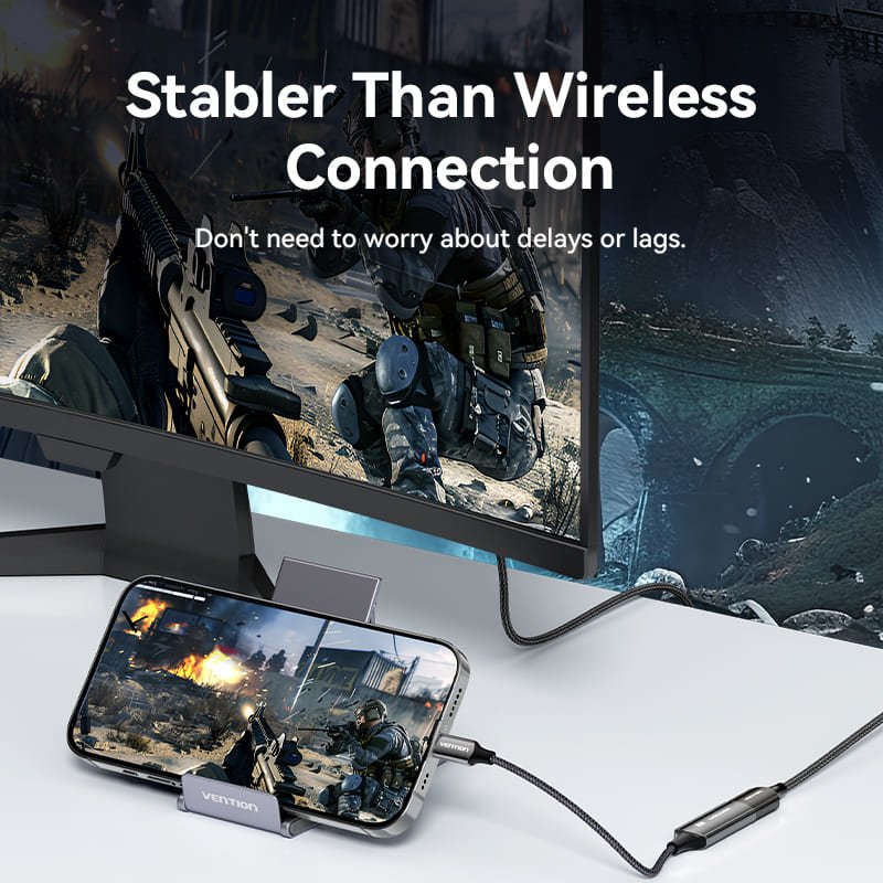 Vention Cotton Braided USB-C to DP 8K Converter 0.25M Black Zinc Alloy Type